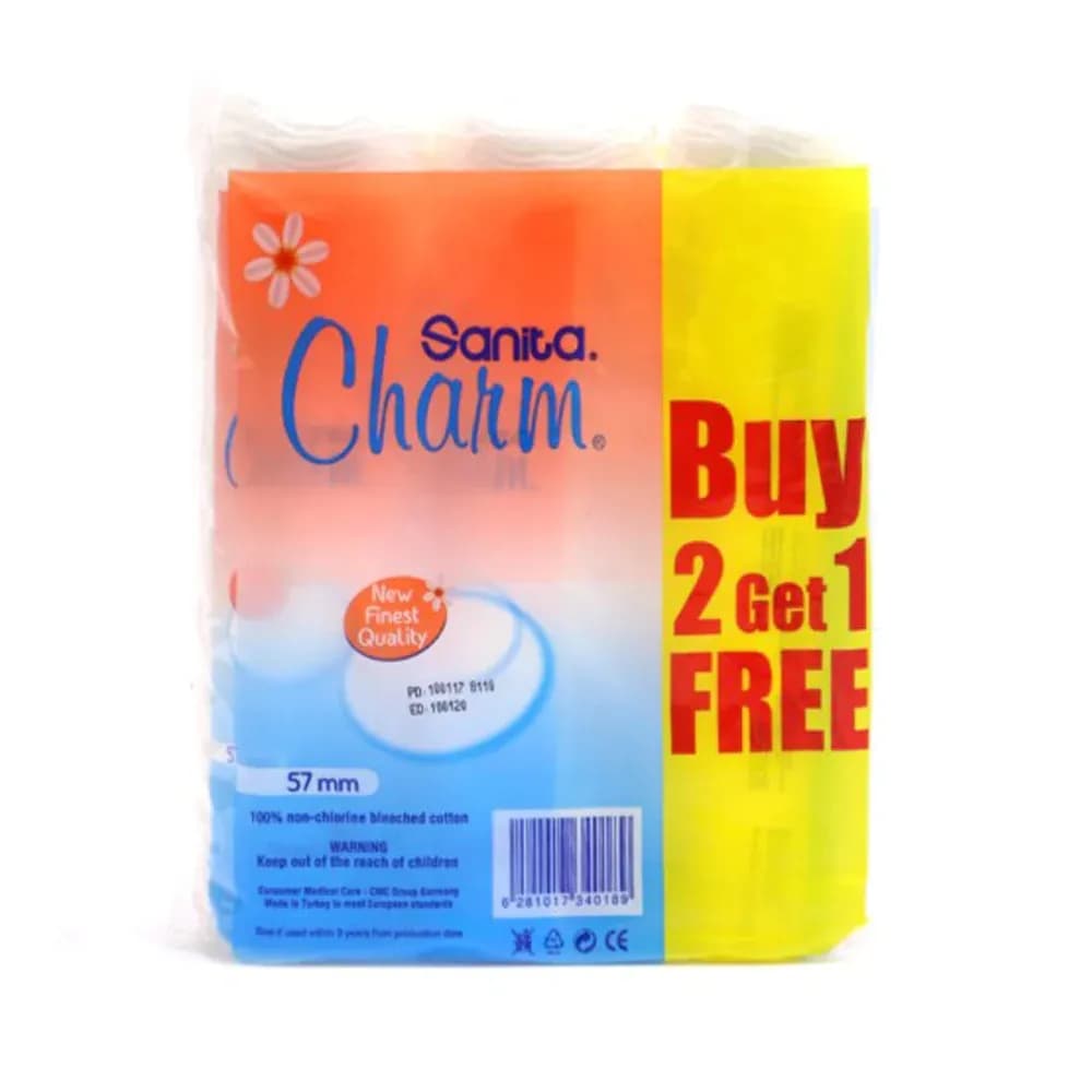 Sanita Charm 240 Rounds Pads 100% Wet Cotton