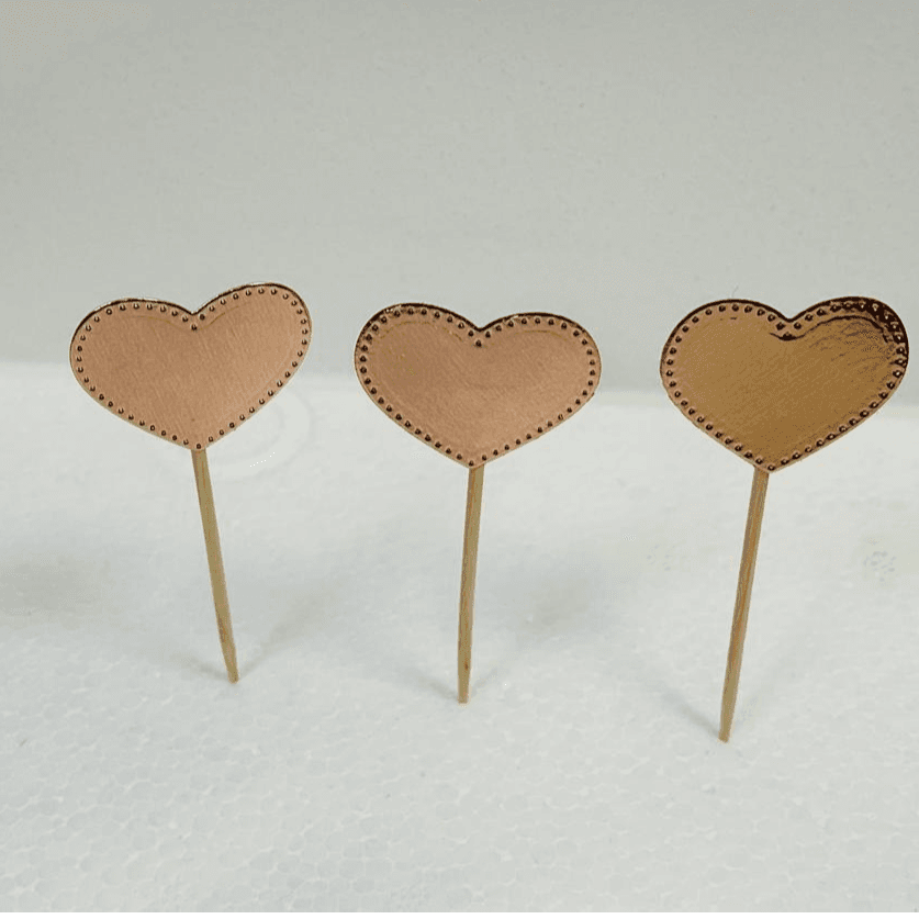 Handmade Heart Rose Gold Cupcake Topper 12 Pieces
