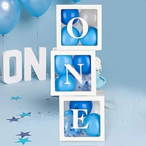 One Box Set Blue 3 Pieces With Balloons