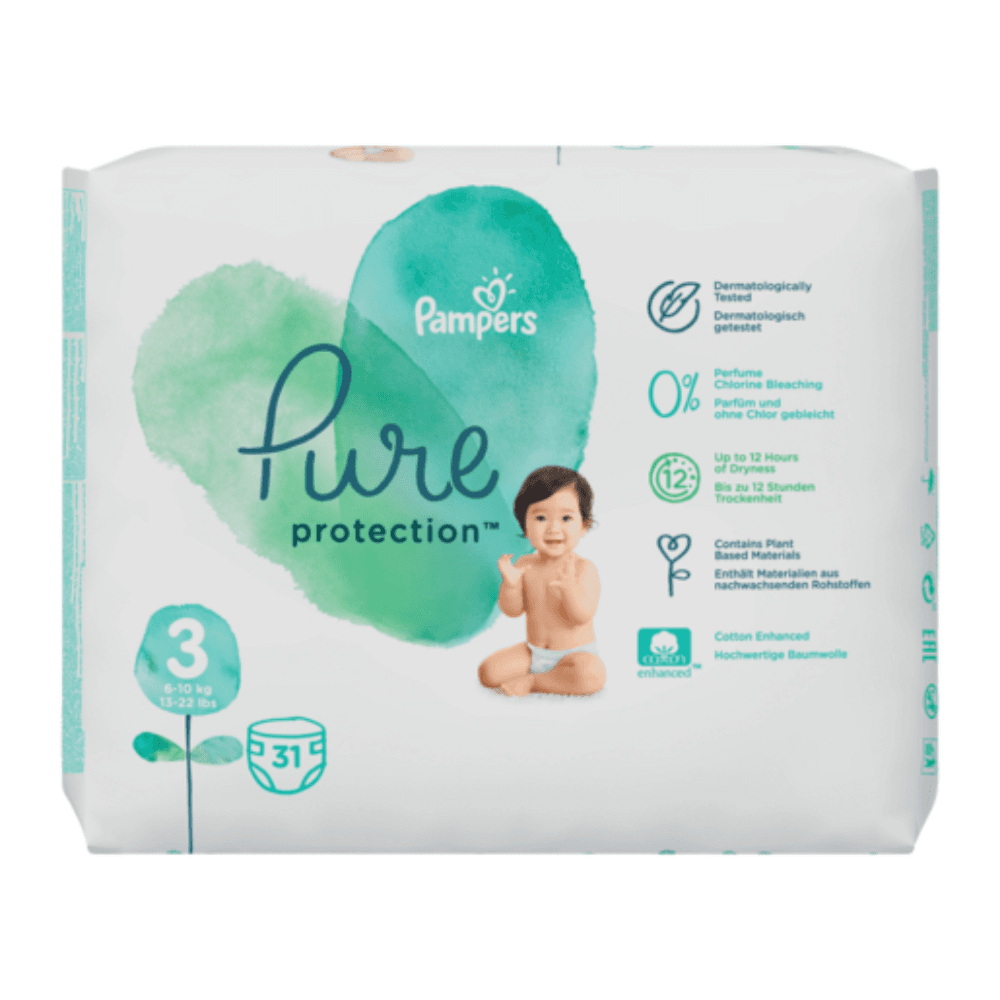 Pampers Pure Protection Size Three 31 Diapers