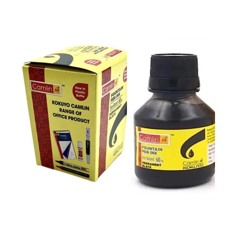 Camlin 60Ml Fountain Pen Ink Black Now In Plastic Bottle - 6044