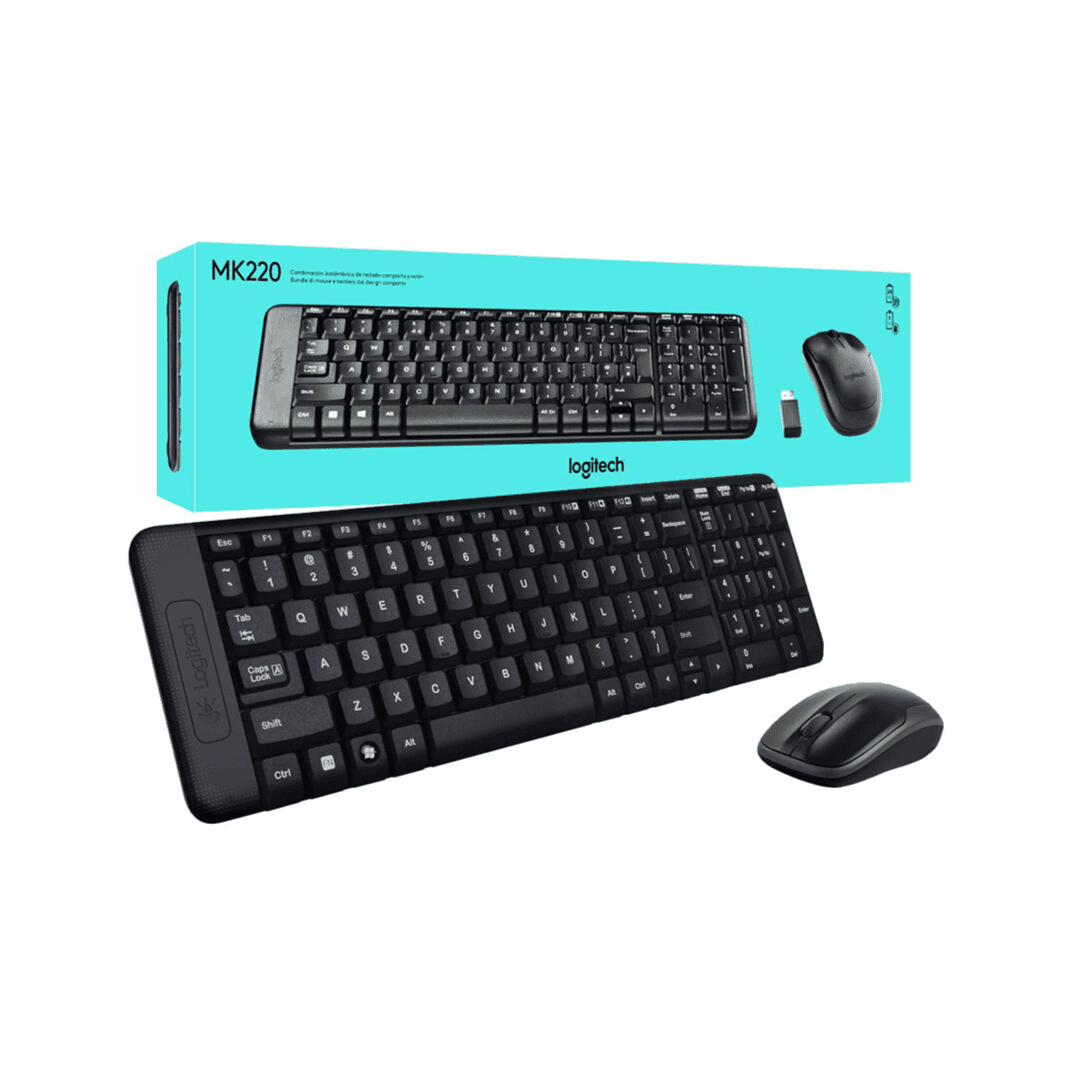 Logitech MK220 English and Arabic Wireless Keyboard and Mouse Combo for windows - Black