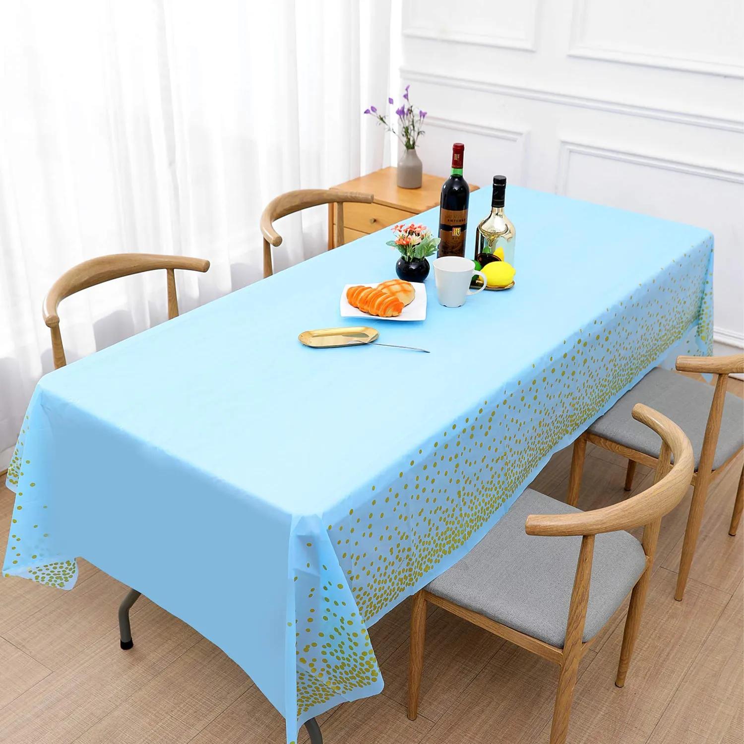 Blue Gold Confetti Table Cover