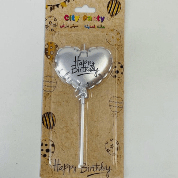 Silver Chrome Heart Balloon Candle