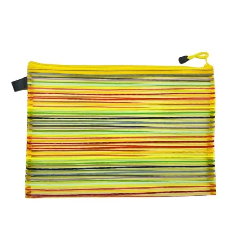 Plastic Zip File Mix Colour Lined Size A4 yellow Colour - 12042