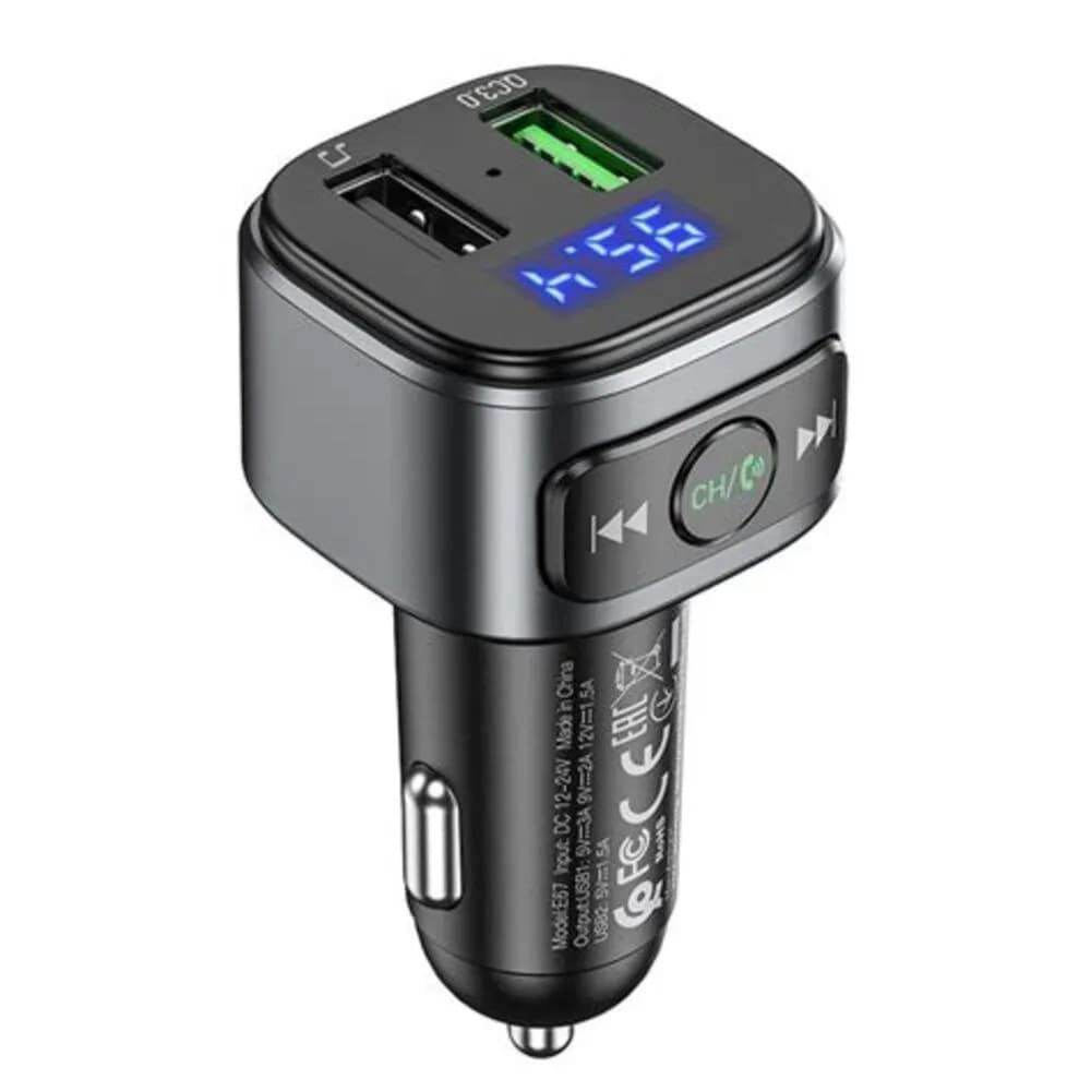 Hoco Car Charger “e67 Fighter” Qc3.0 With Wireless Fm Transmitter