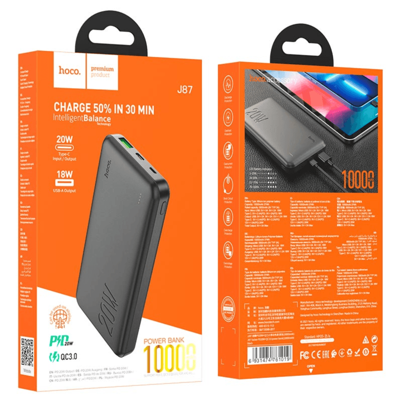 hoco-j87-tacker-pd20w-qc3-power-bank-10000mah-package-black