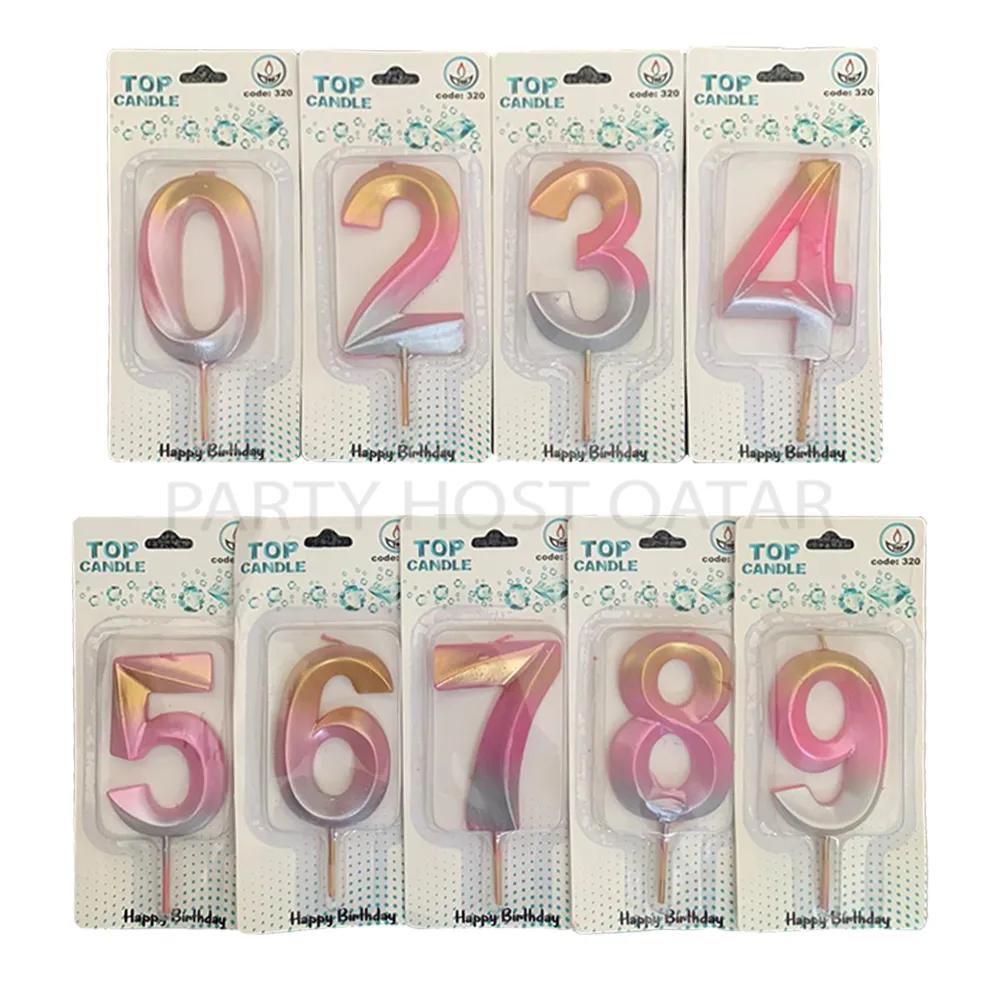 Pink Number Candles (Big) 15qr Each Choose only one number   available #0,2,4,5,6,7,8,9