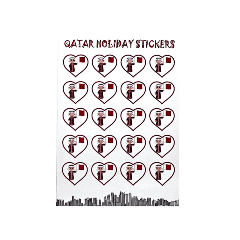 Qatar Holiday 20 Stickers Boys With Flag Qatar - 9365