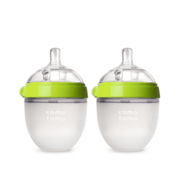 Comotomo Baby Bottle Green & White 150ml 2's