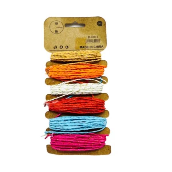 Mix 6 Colour Ribbons Paper String Rope Coloured Thread - 12181