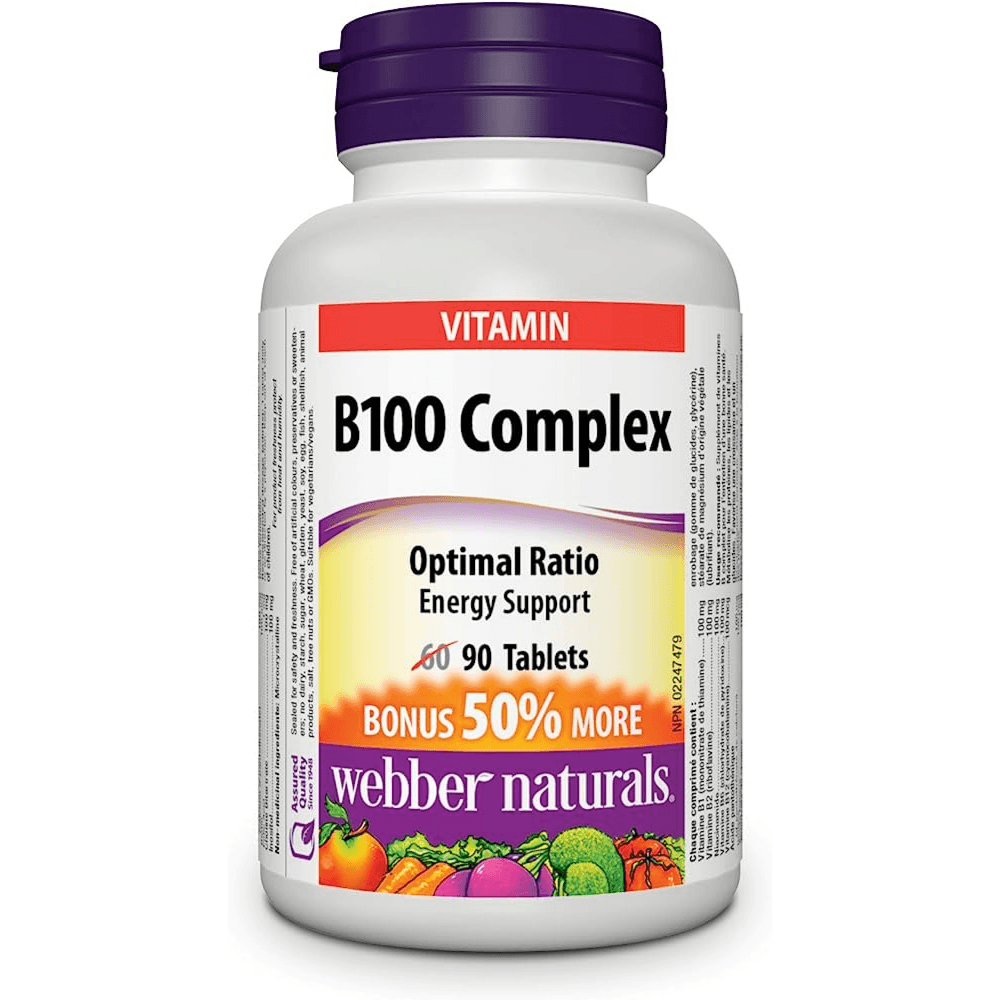 Webber Naturals Vitamin B100 Complex Energy Support 90 Tabs