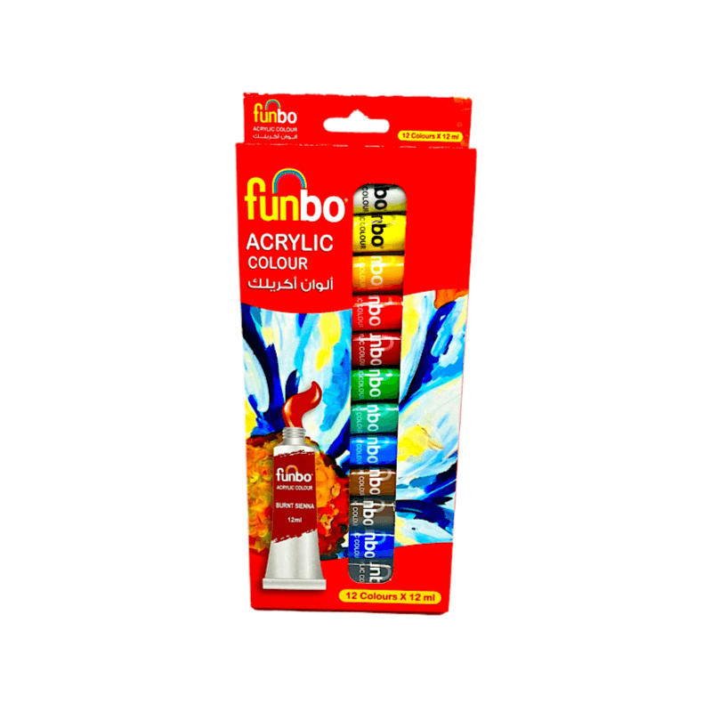 Funbo Set Of 12 Acrylic Paint Colours Tubes 12Ml - 1850