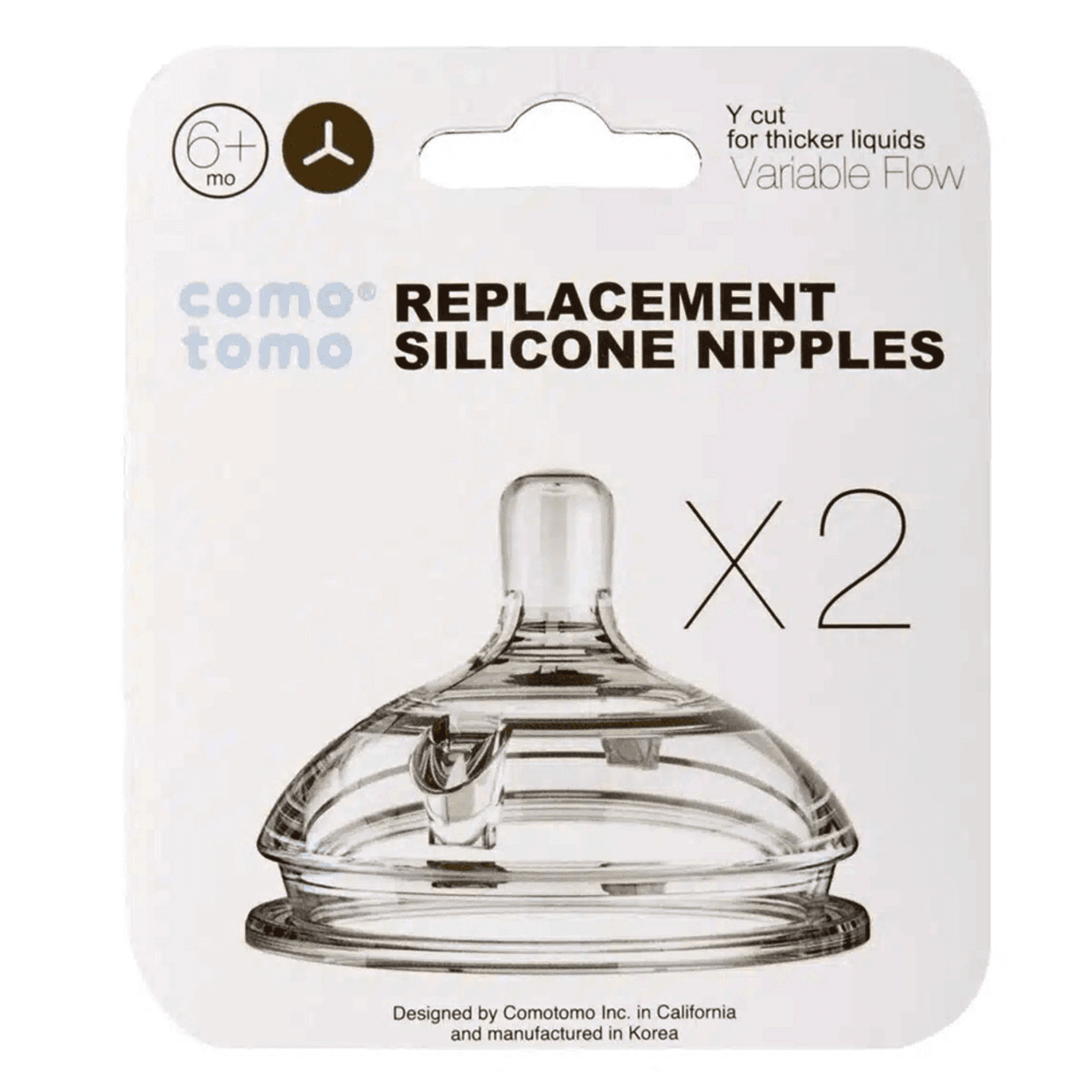 Comotomo Silicone Variable Flow Nipple Pack of 2 (6+ months)