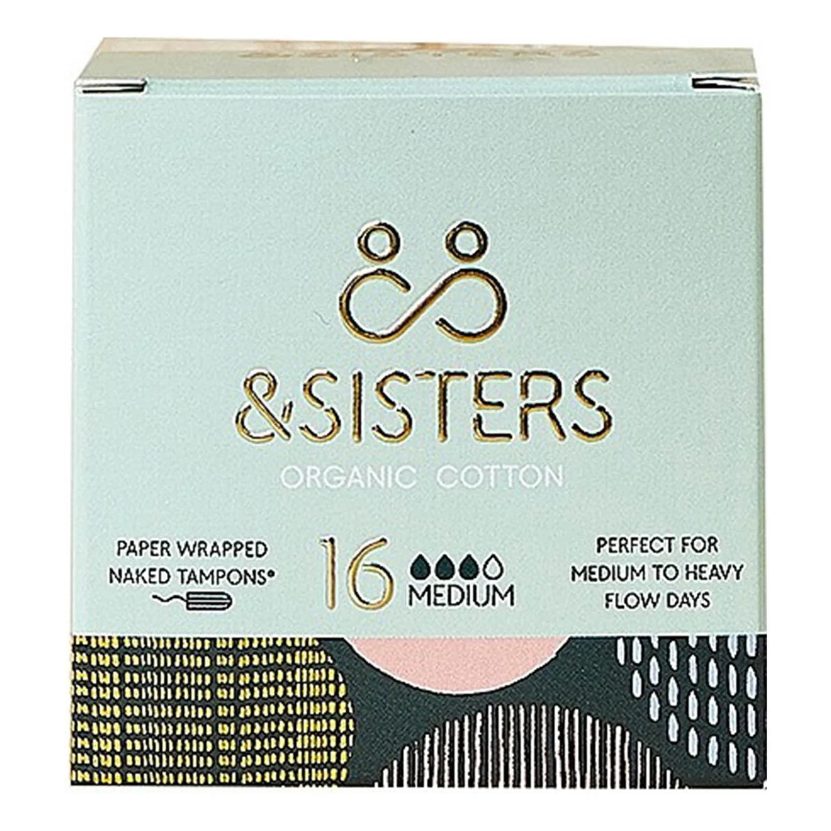 &Sisters Organic Cotton Naked Tampons Medium 16 Pack