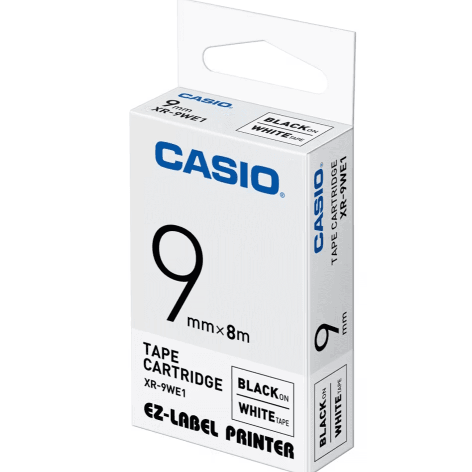 Casio Label Cartridge 9mm Black On White