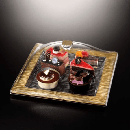 Square Acrylic Dessert Serving Set, 40 Cm, Golden Color-02-856G