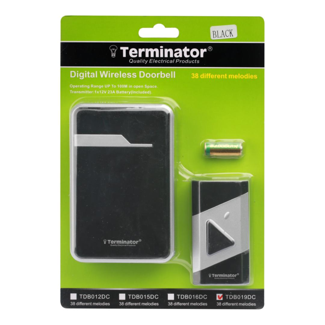 Terminator Digital Wireless Doorbell - Black