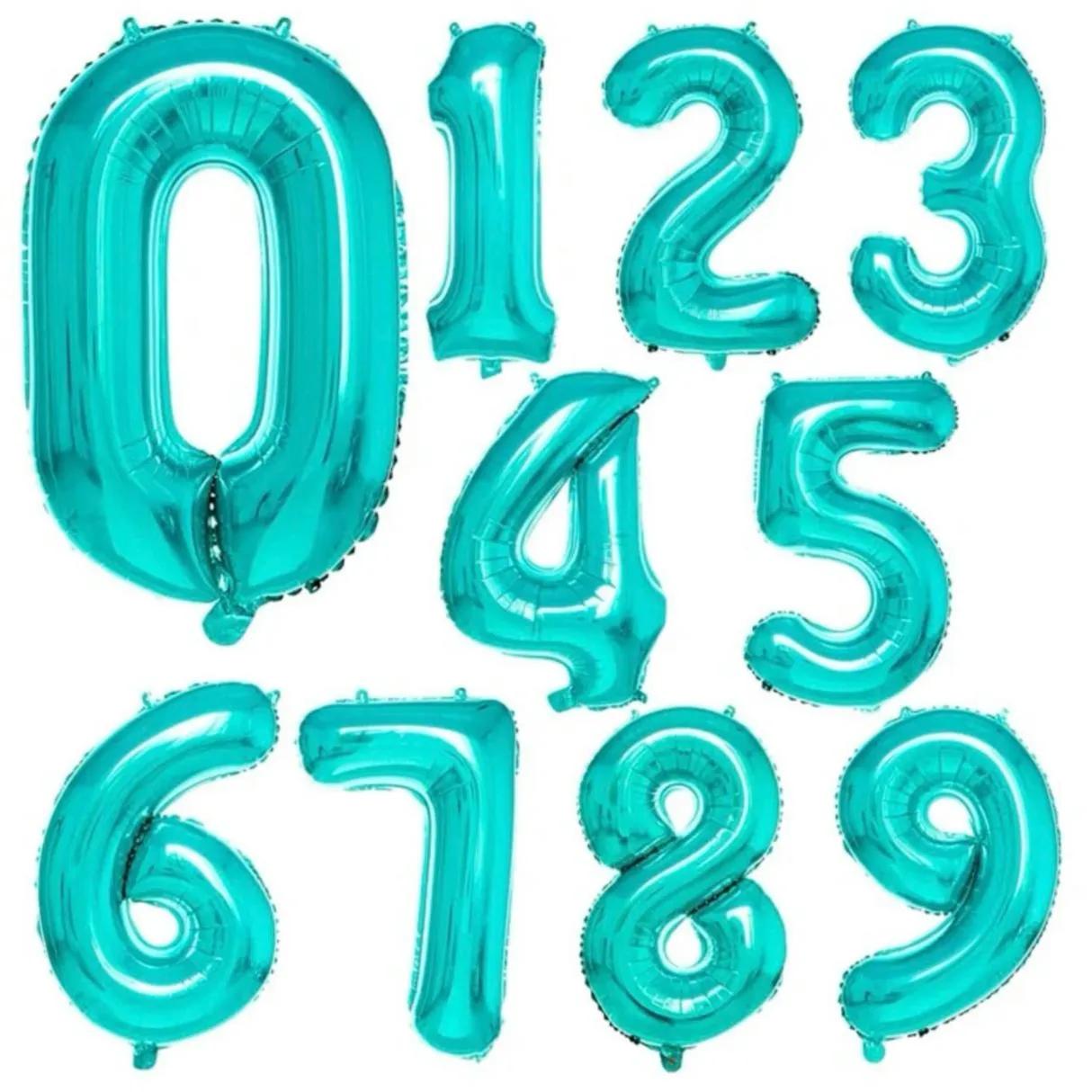 Turquoise Helium Number Balloon