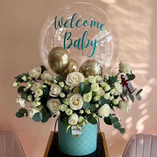 Welcome Baby Boy Hot Air Balloon