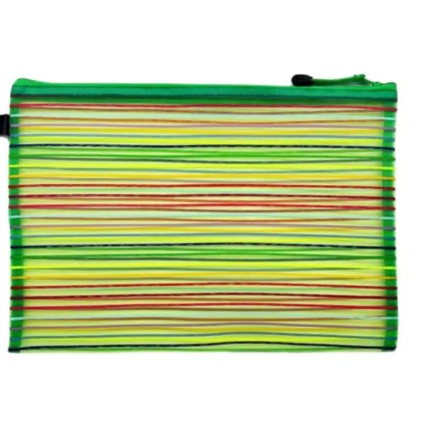 Plastic Zip File Mix Colour Lined Size A4 green Colour - 12042