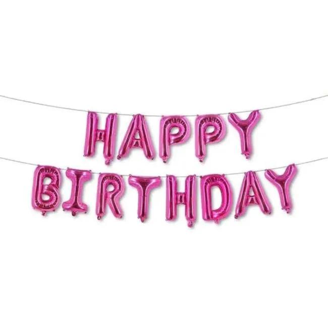 HBD Fuchsia Balloons Banner