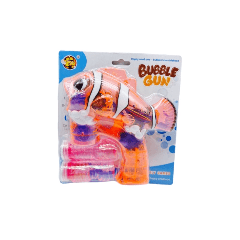 Fish Light And Musical Bubble Gun With Two Soap Boxes, Pink Colour - 5003