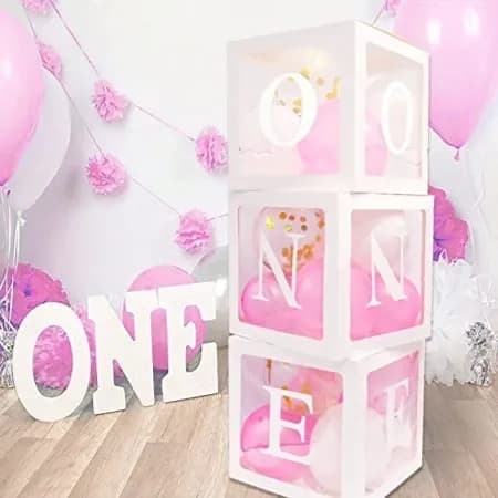 One Box Set Pink 3 Pieces With Balloons