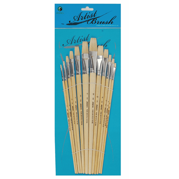 Marie'S Oil Coloring Brush Flat Bristle 12 Piece Set (Bhmr01)