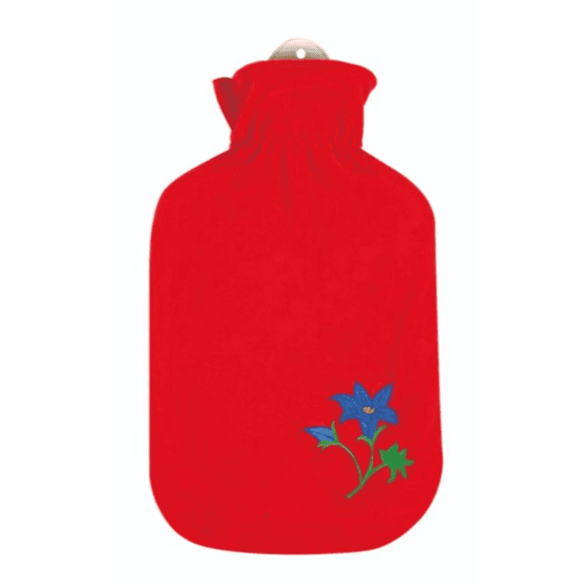 Sanger 2.0 liter hot water bottle with fleece cover "Gentian, red" - 16685