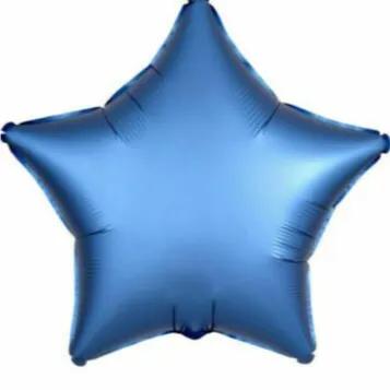 Foil Star Shaped Balloon Blue Shimmering Matte Metalic ''18