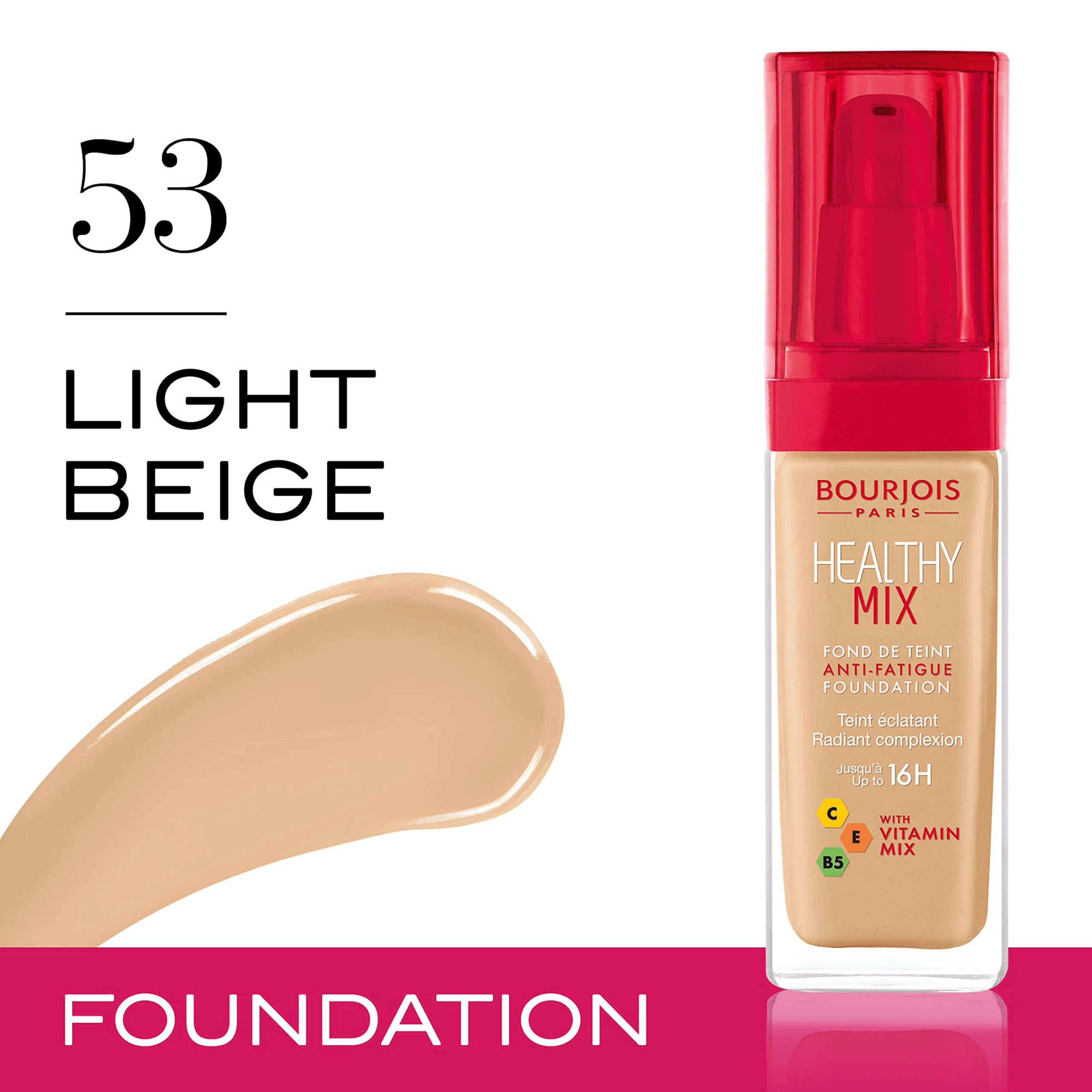 Bjs Healthy Mix 16h Foundation 53 Light Beige 30ml