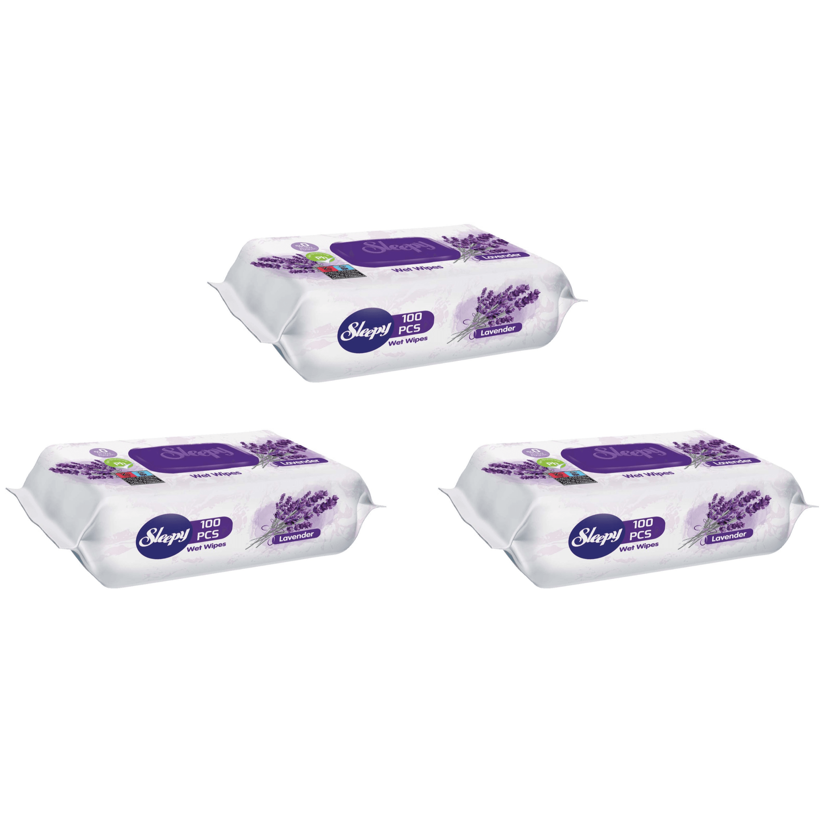 Sleepy Lavender Wet Wipes 100 PCS - Eco Package (3 Bags)