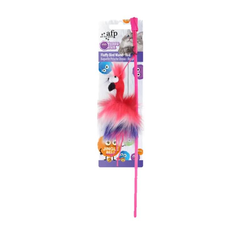 Furry Ball - Fluffy Bird Wand - Red