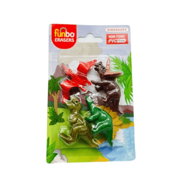 Funbo Erasers 4 Pcs Non Toxic, Dinosaurs - 11891