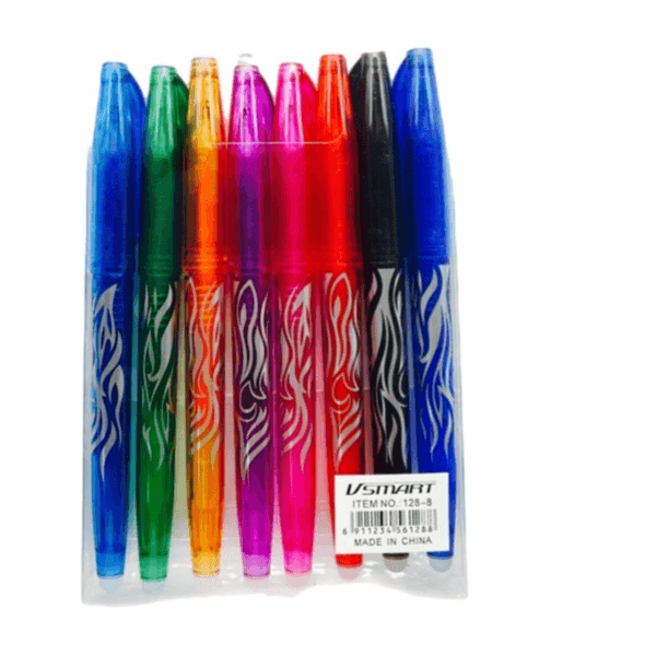 Ballpoint Pen Erasable Gel Ink Rolling 0.7 mm 8 Pcs Multicolour 11853