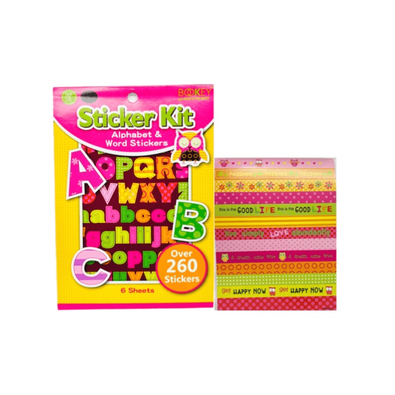 Bookey Sticker Kit Alphabet And Word Stickers 6 Sheets Over 260 Stickers - 11337