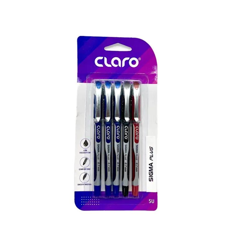 Package Pens Claro Sigma Plus Ball Point Pen 3 Blue, 1 Black, 1 Red, 0.7Mm - 8752