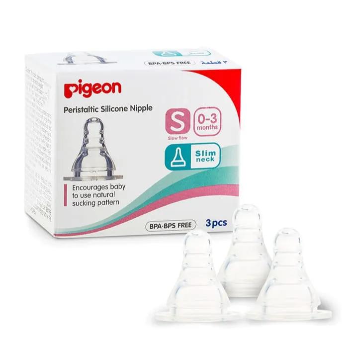 Pigeon Silicon Nipple Small 0-3months With Slim Neck Ref- 17351 3 Pieces