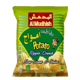 Al Mudhish Potato Ripple Crunch Sour Cream & Onion Flavour 75g