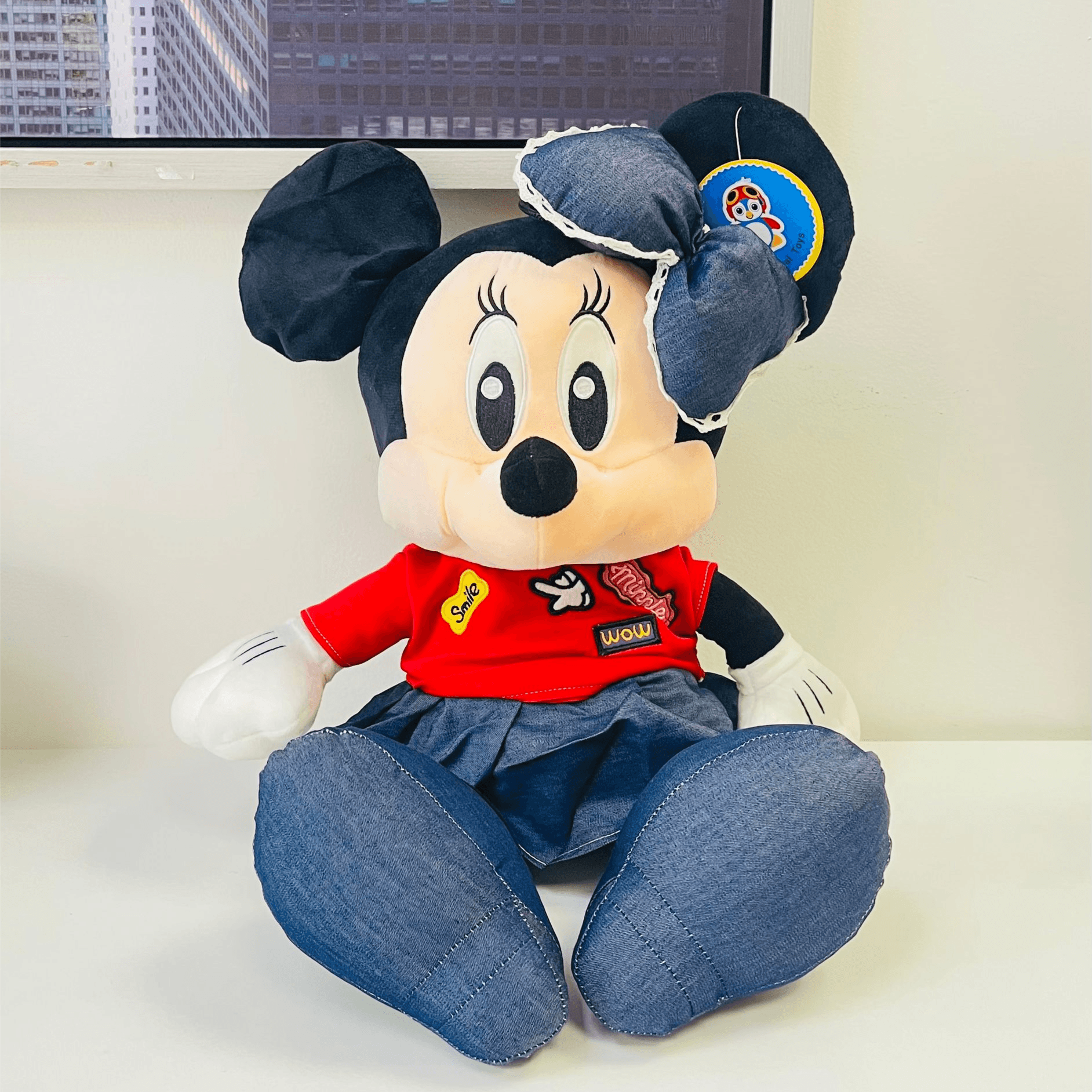 Minnie Mouse In Red shirt With Denim Skirt 60cm