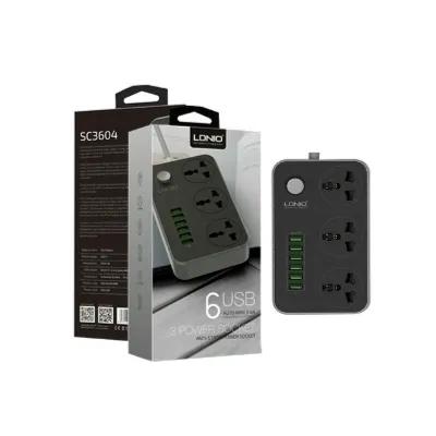 Ldnio Sc 3604 Power Extension, 6 USB Ports, 3.4a And 3 Sockets