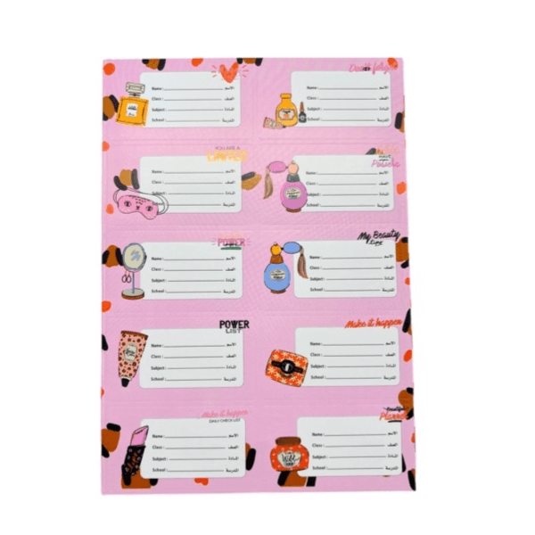 Bookey Beauty 10 Sheets Name Stickers Self Adhesive Sticky Label Total 100 Stickers Pink Colour - 11862