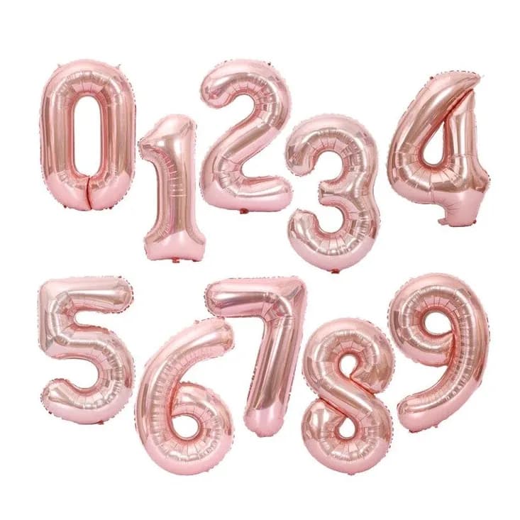 40" Foil Balloon Numbers With Helium Rose Gold