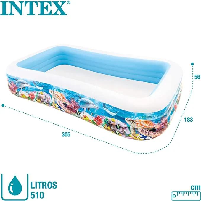 Intex Inflatable Pool, 305 X 183 X 56 Cm, 999 L, Tropical Design (58485Np)