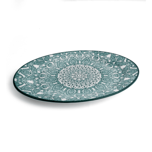 Che Brucia Oval Plate 14" / 35 Cm Green Arabesque/d03-097