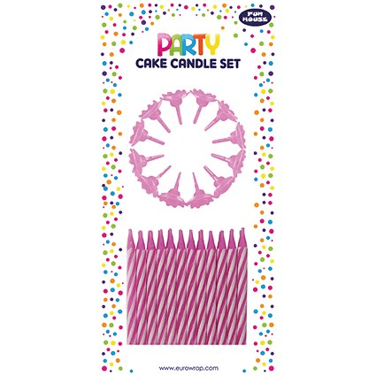 Stripes Cake Candle Set Pink