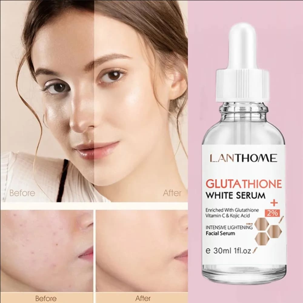 Lanthome Glutathione Face Serum Vitamin C Kojic Acid Whitening Brighten Anti Aging Essence Brighten Skin Tone Firming 30Ml