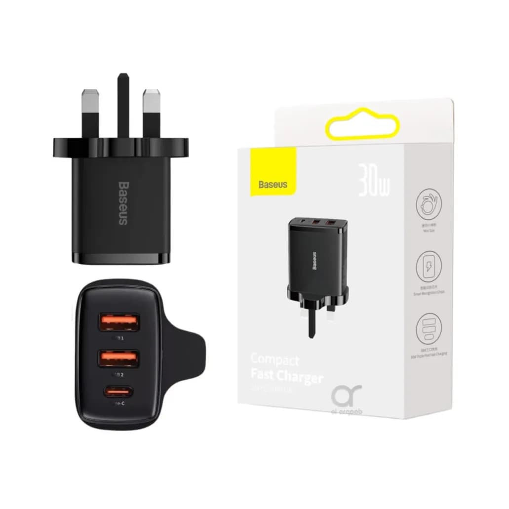 Fast Charging Adapter 2 Us B + Type C 30w Baseus