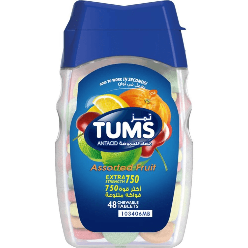 Tums Antacid Assorted Fruit 48 Chewable tablets